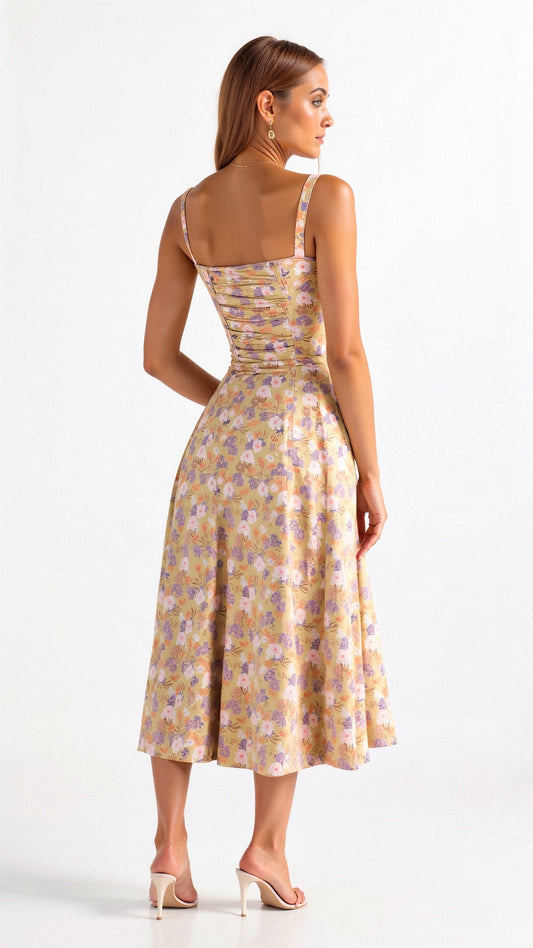 Bonnie | Floral Chic Corset Midi Dress