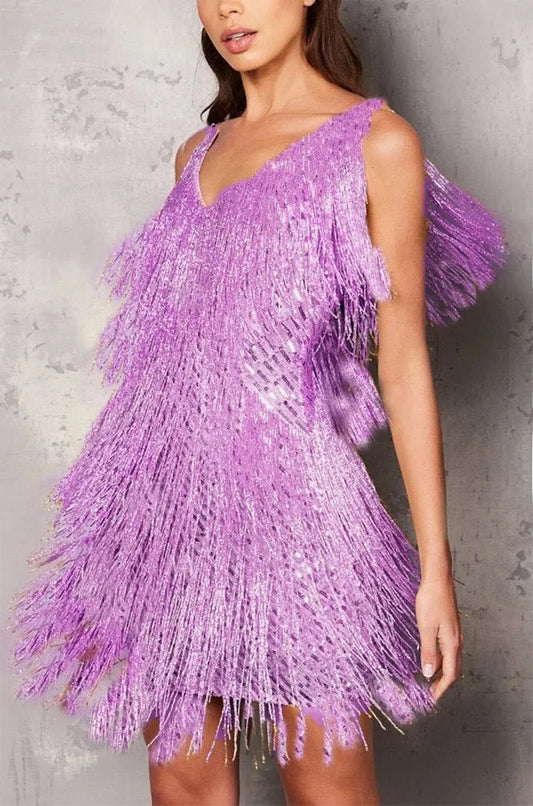 Kimberly | Women’s Cocktail Dress with Fringe Feathers